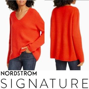 NWT Red 100% Cashmere Knit Sweater, Sz L